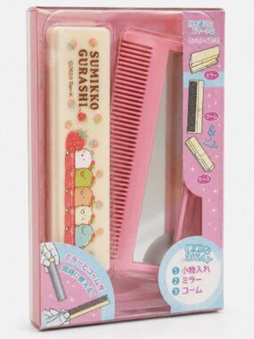 New Sumikko Cartoon Hair Brush & Mirror Combo Foldable Compact Travel Set Cute